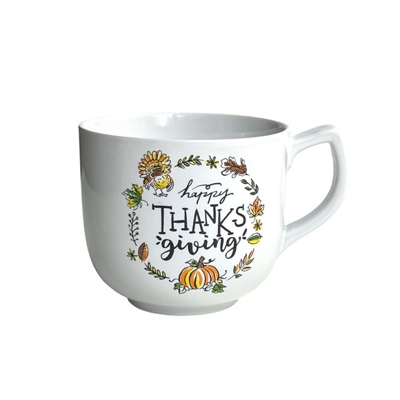 New Large White Stoneware Happy Thanksgiving Mug - Picture 4 of 11